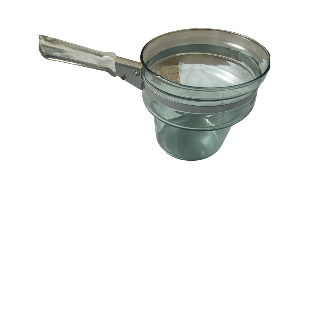Vintage Pyrex Blue Tint Glass Double Boiler Top Insert with Glass Handle USA